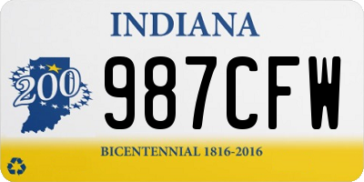 IN license plate 987CFW