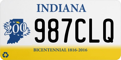 IN license plate 987CLQ