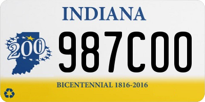 IN license plate 987COO