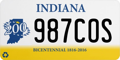 IN license plate 987COS