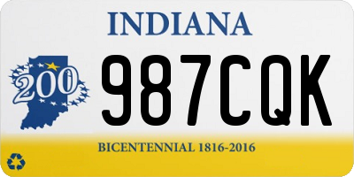 IN license plate 987CQK