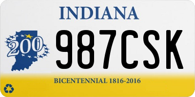 IN license plate 987CSK