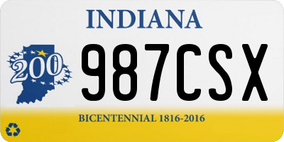 IN license plate 987CSX