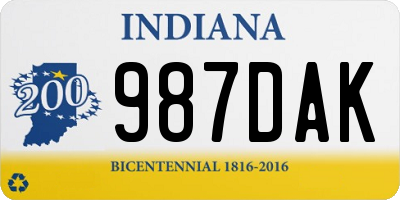 IN license plate 987DAK