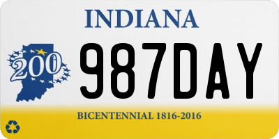 IN license plate 987DAY