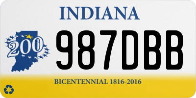 IN license plate 987DBB