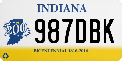 IN license plate 987DBK