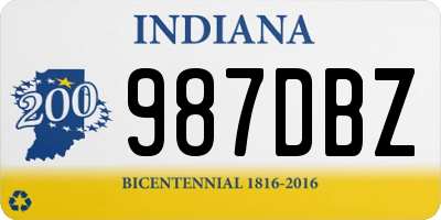 IN license plate 987DBZ