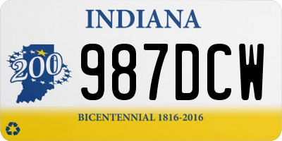 IN license plate 987DCW