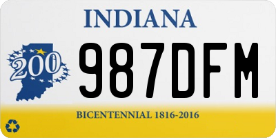 IN license plate 987DFM