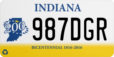 IN license plate 987DGR