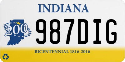 IN license plate 987DIG