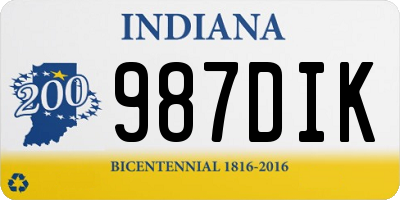 IN license plate 987DIK