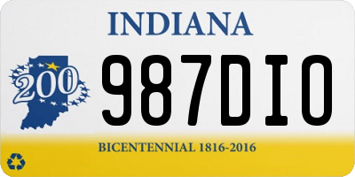 IN license plate 987DIO