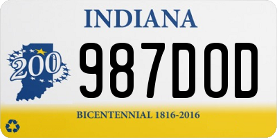 IN license plate 987DOD