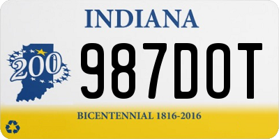 IN license plate 987DOT
