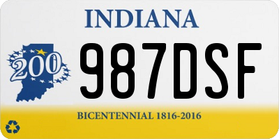 IN license plate 987DSF