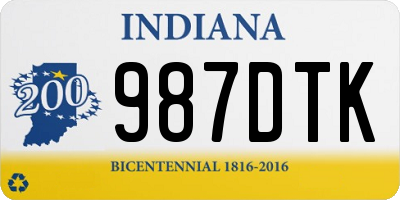 IN license plate 987DTK