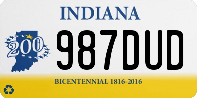 IN license plate 987DUD