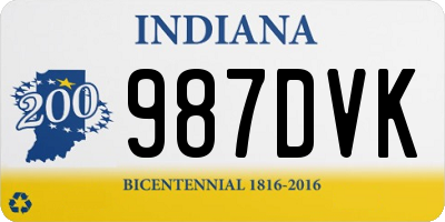 IN license plate 987DVK