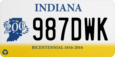 IN license plate 987DWK