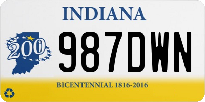 IN license plate 987DWN