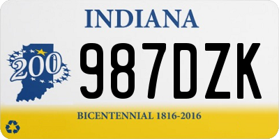 IN license plate 987DZK