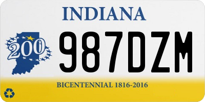 IN license plate 987DZM