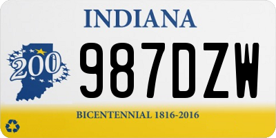 IN license plate 987DZW