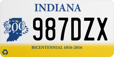 IN license plate 987DZX