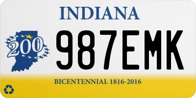 IN license plate 987EMK