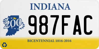 IN license plate 987FAC