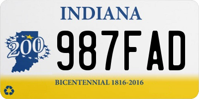 IN license plate 987FAD