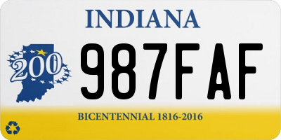 IN license plate 987FAF