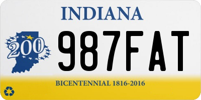 IN license plate 987FAT