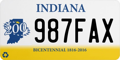 IN license plate 987FAX