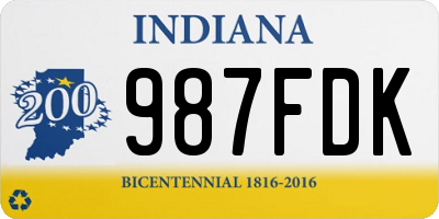 IN license plate 987FDK