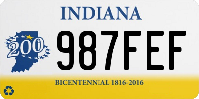 IN license plate 987FEF