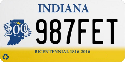 IN license plate 987FET