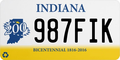 IN license plate 987FIK