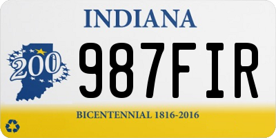 IN license plate 987FIR