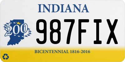 IN license plate 987FIX