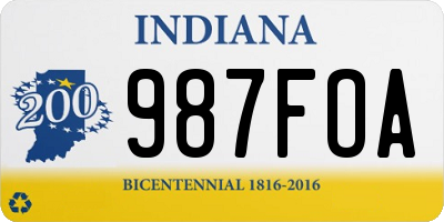 IN license plate 987FOA