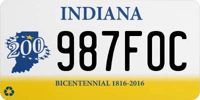 IN license plate 987FOC