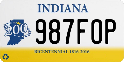 IN license plate 987FOP
