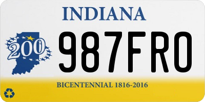 IN license plate 987FRO