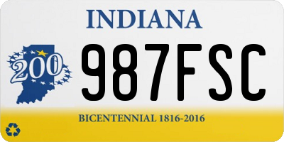 IN license plate 987FSC