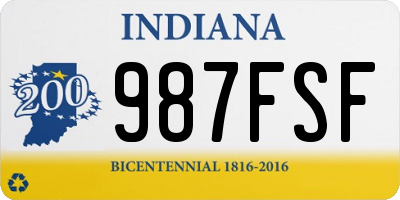 IN license plate 987FSF