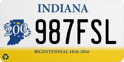 IN license plate 987FSL