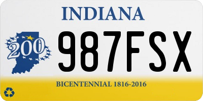 IN license plate 987FSX